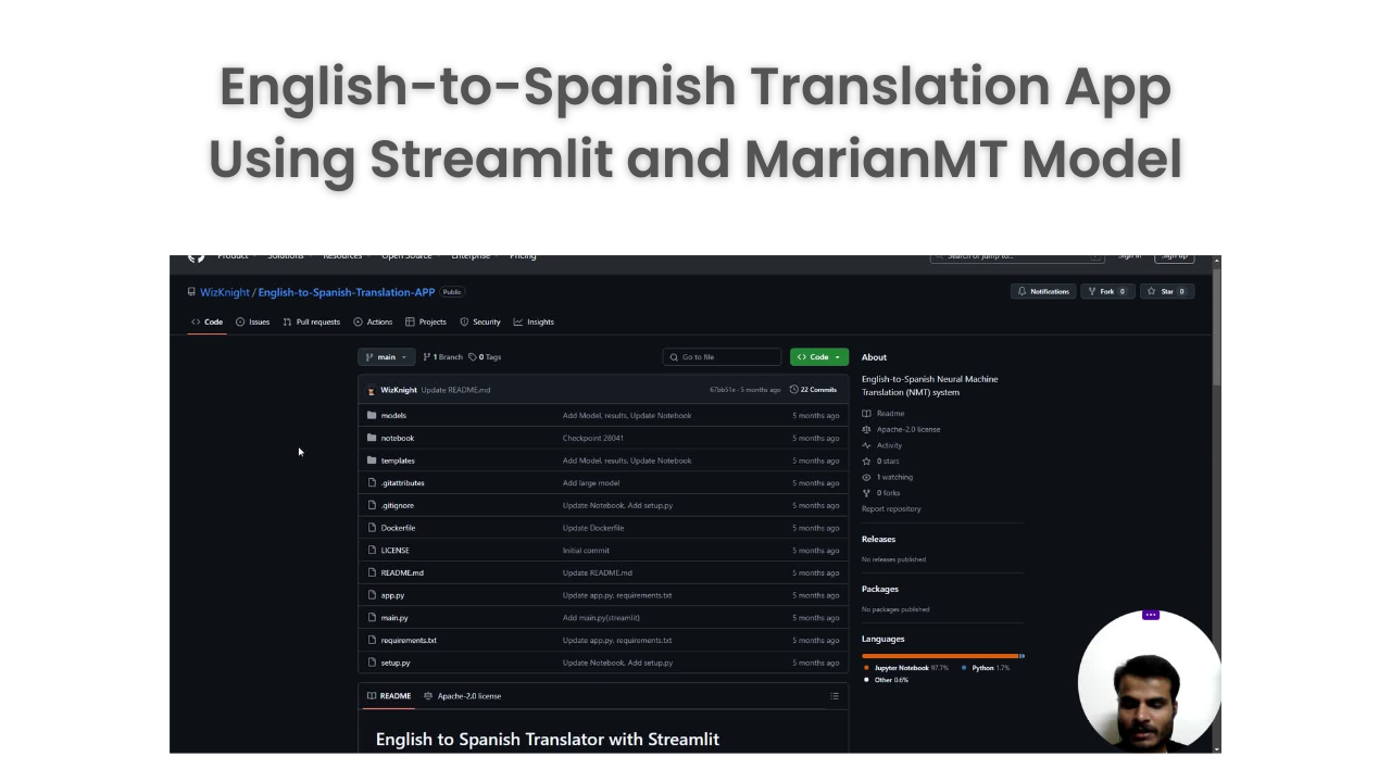 English-to-Spanish Translation App Using Streamlit and MarianMT Model